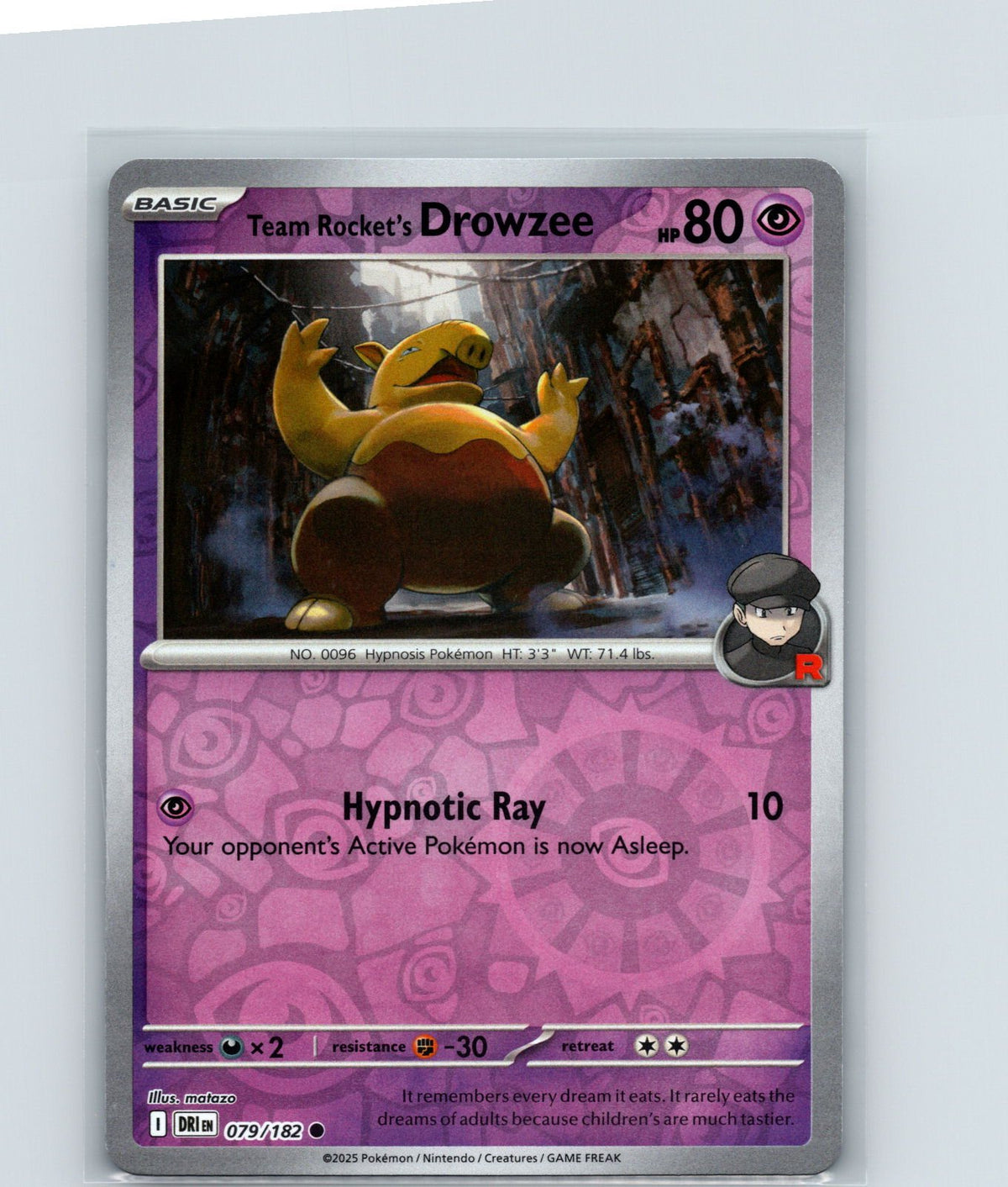 Team Rocket's Drowzee Reverse Holo Common SV10: Destined Rivals 079/182 NM