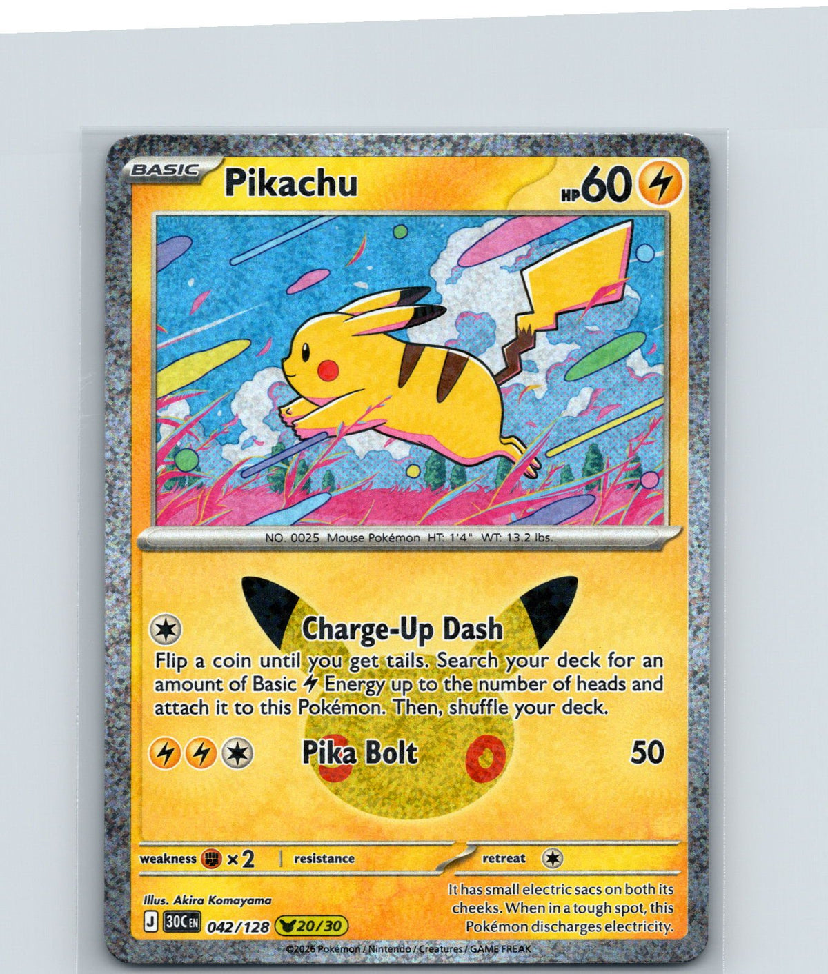 Pikachu Holo Pikachu Rare ME: 30th Celebration 042/128 NM