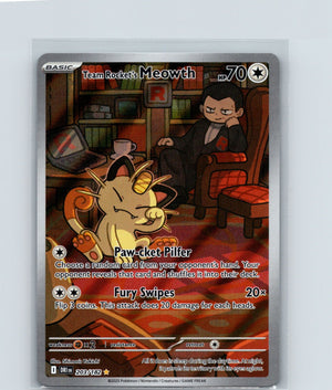 Team Rocket's Meowth Holo Illustration Rare SV10: Destined Rivals 203/182 NM