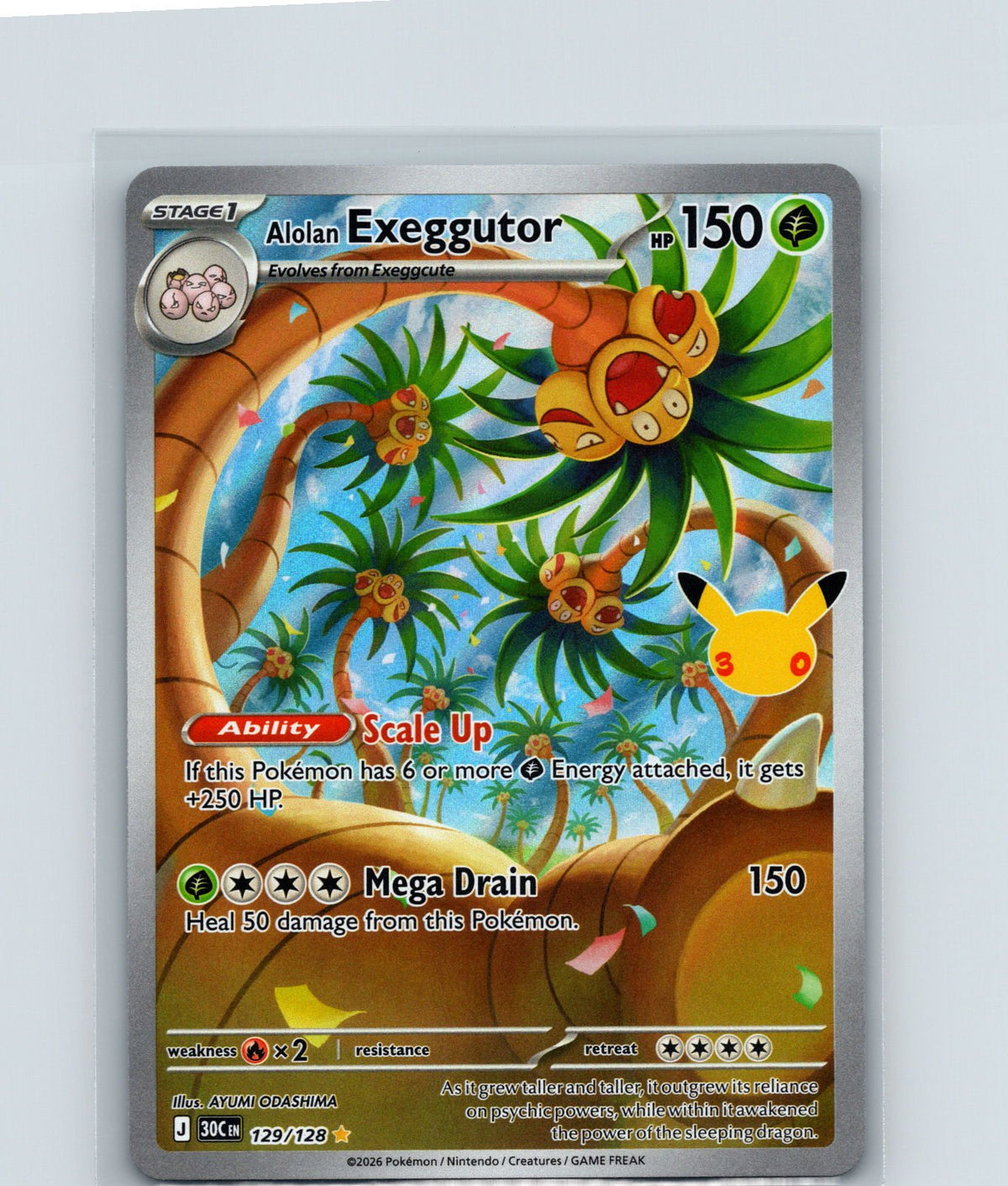 Alolan Exeggutor Holo Illustration Rare ME: 30th Celebration 129/128 NM