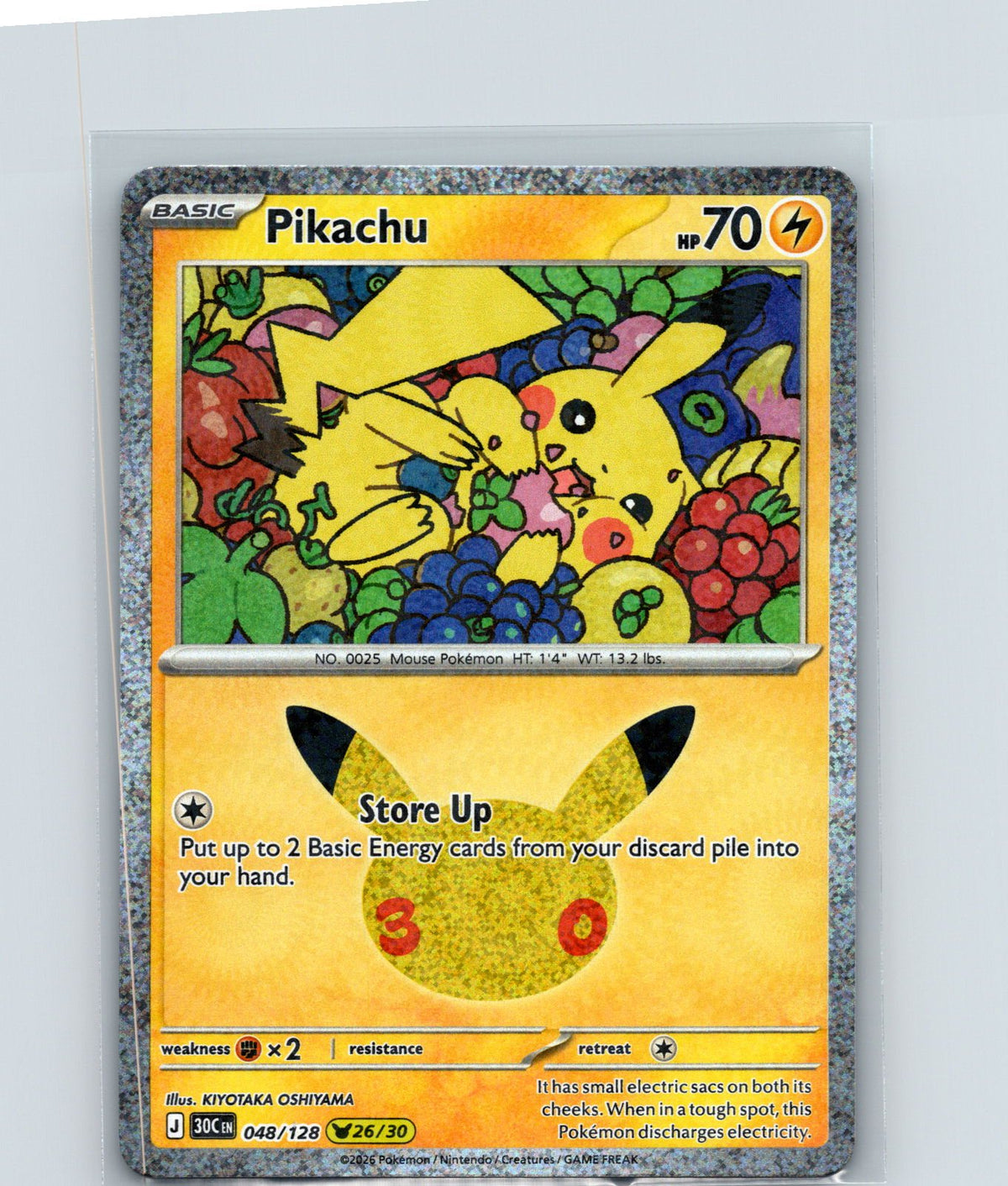 Pikachu Holo Pikachu Rare ME: 30th Celebration 048/128 NM