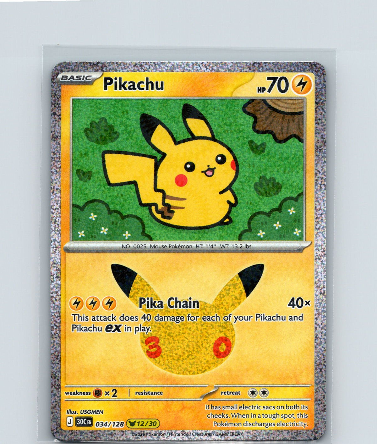 Pikachu Pikachu Rare ME: 30th Celebration 034/128 NM