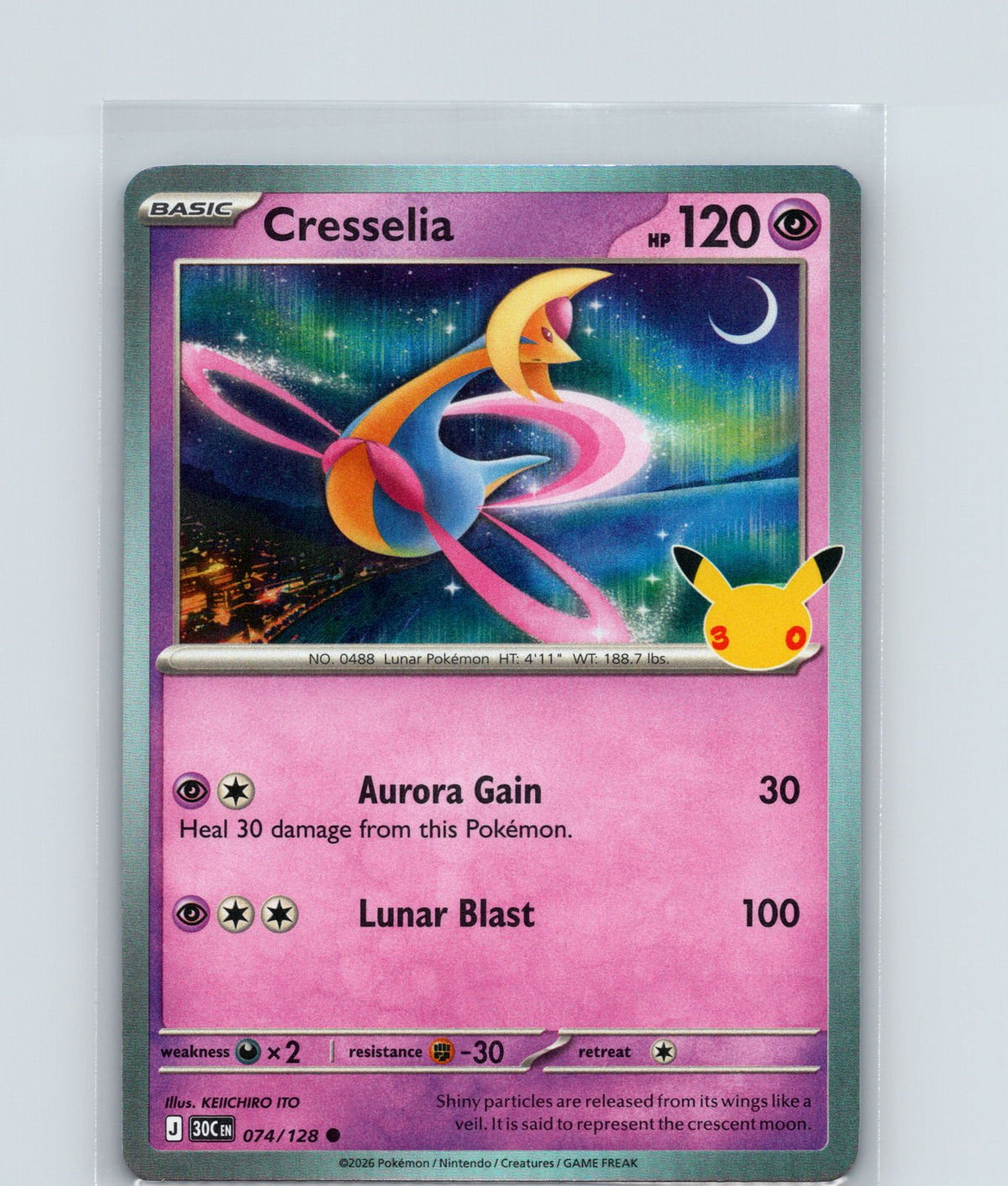 Cresselia Holo Common ME: 30th Celebration 074/128 NM