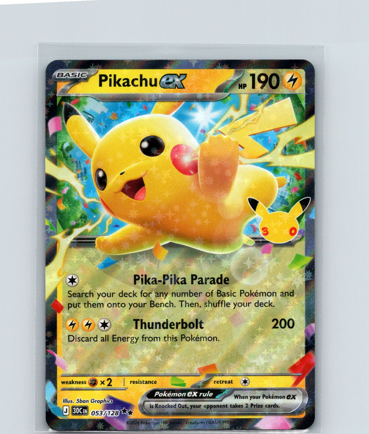 Pikachu ex Double Rare ME: 30th Celebration 053/128 NM