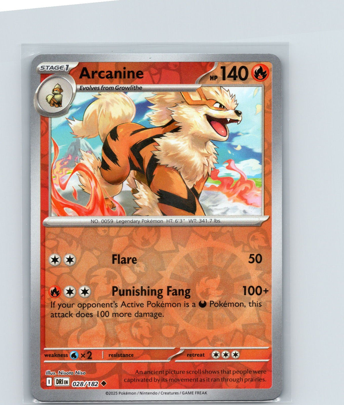 Arcanine Reverse Holo Uncommon SV10: Destined Rivals 028/182 NM