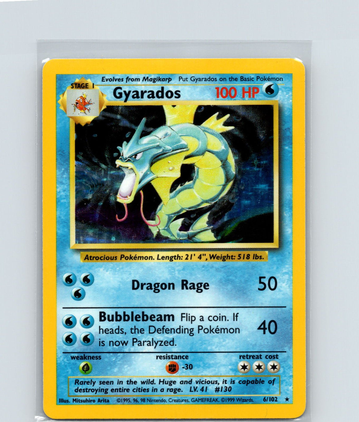 Gyarados Unlimited Holo Rare Base Set (Shadowless) 006/102 MP
