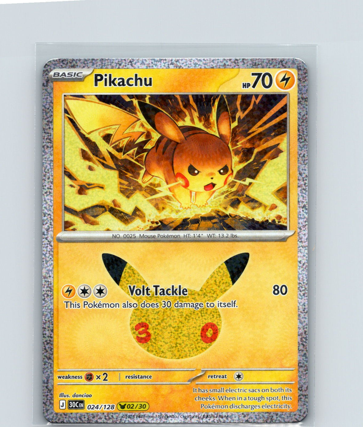 Pikachu Holo Pikachu Rare ME: 30th Celebration 024/128 NM