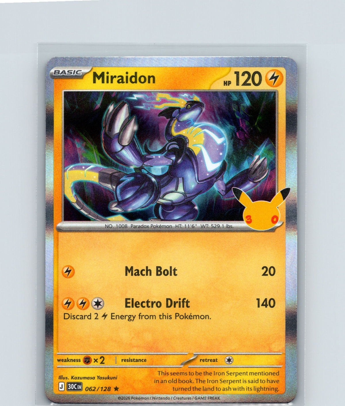 Miraidon Holo Rare ME: 30th Celebration 062/128 NM