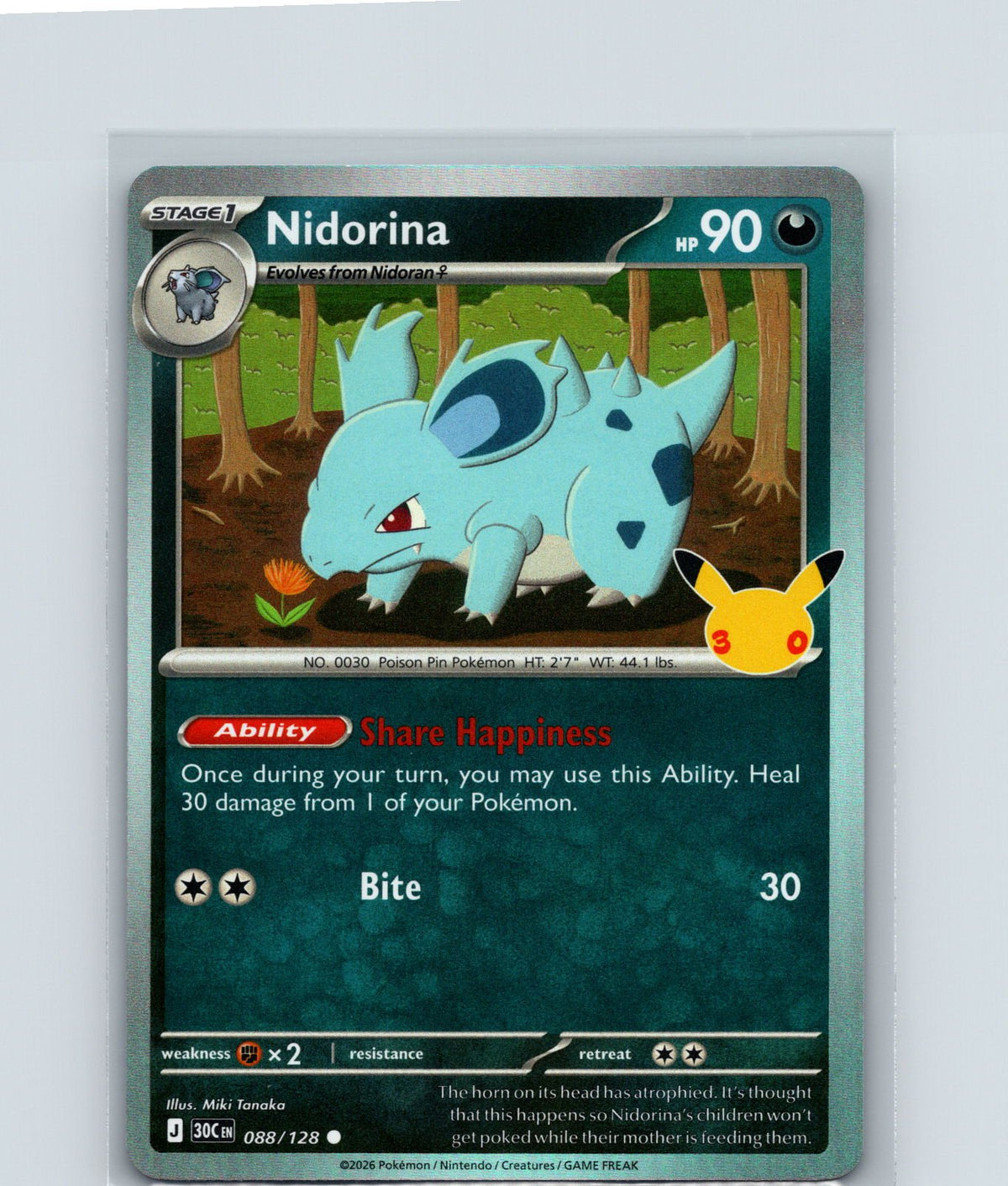 Nidorina Holo Common ME: 30th Celebration 088/128 NM
