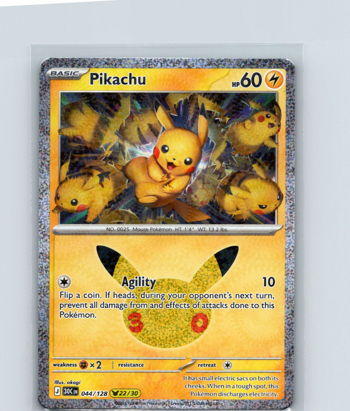 Pikachu Pikachu Rare ME: 30th Celebration 044/128 NM