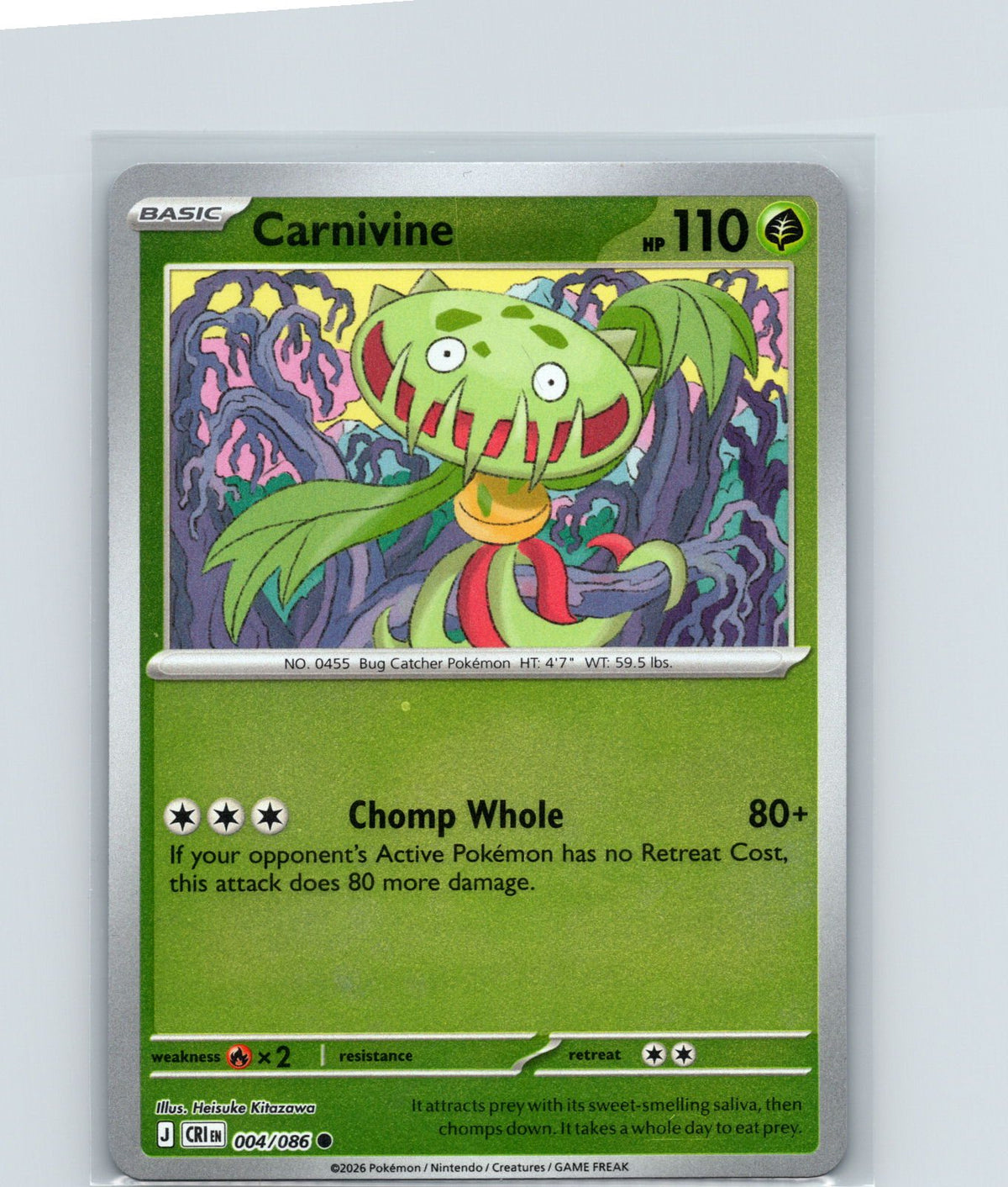 Carnivine Reverse Holo Common ME04: Chaos Rising 004/086 NM