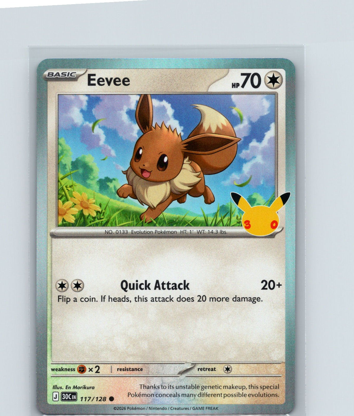 Eevee Common ME: 30th Celebration 117/128 NM