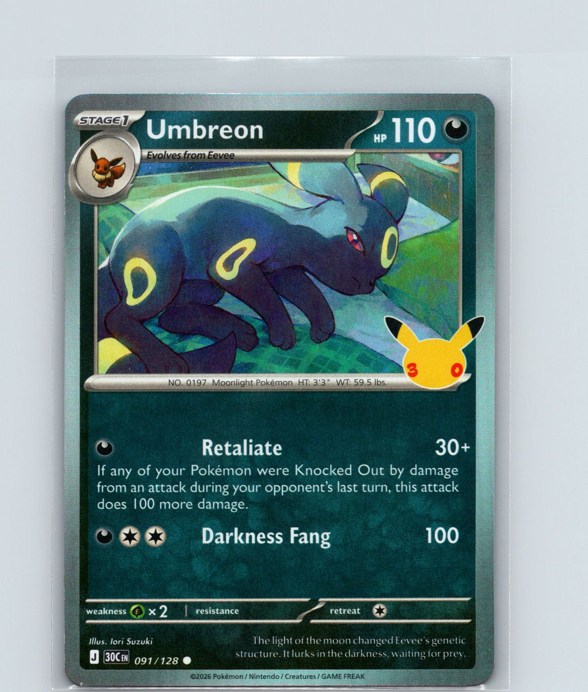 Umbreon Common ME: 30th Celebration 091/128 NM