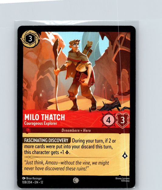 Milo Thatch - Courageous Explorer Common Wilds Unknown 108/204 NM