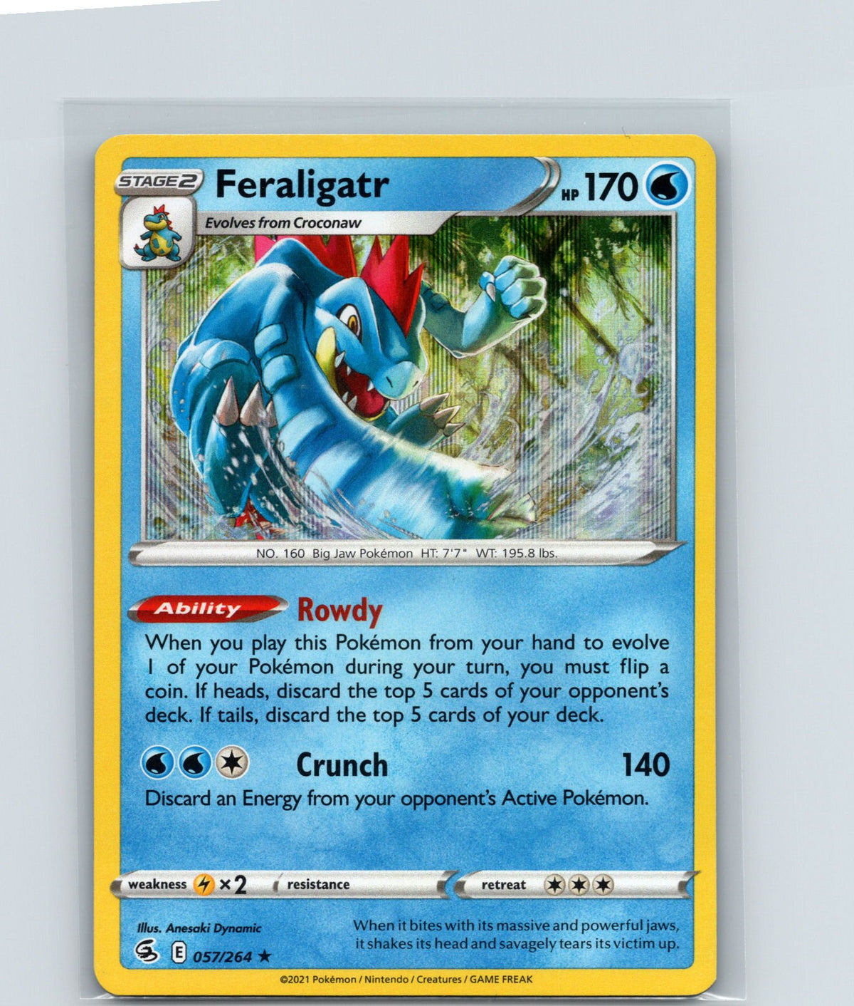 Feraligatr Holo Rare SWSH08: Fusion Strike 057/264 NM