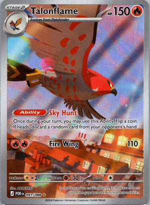 Talonflame Holo Illustration Rare ME03: Perfect Order 091/088 NM