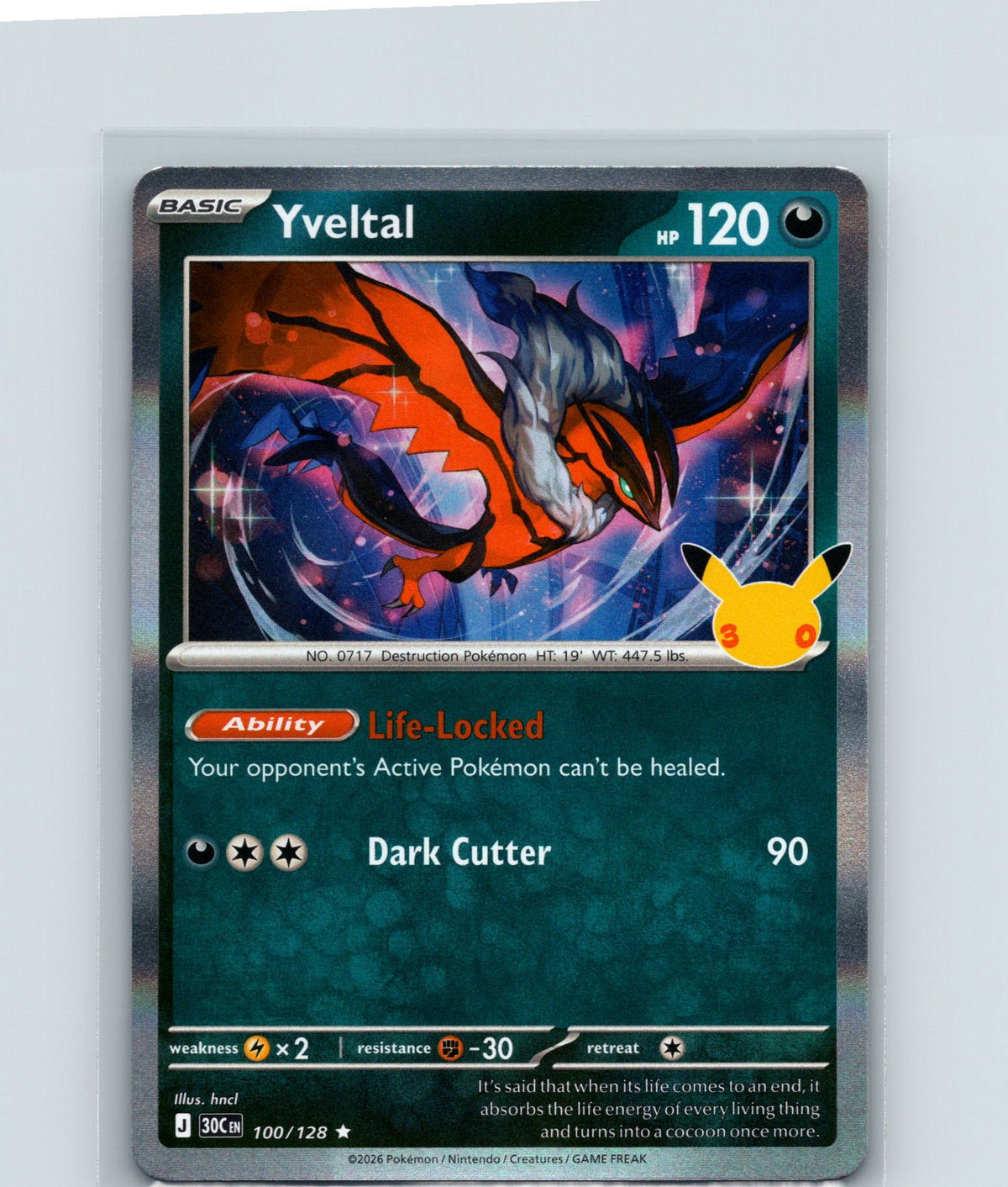 Yveltal Holo Rare ME: 30th Celebration 100/128 NM