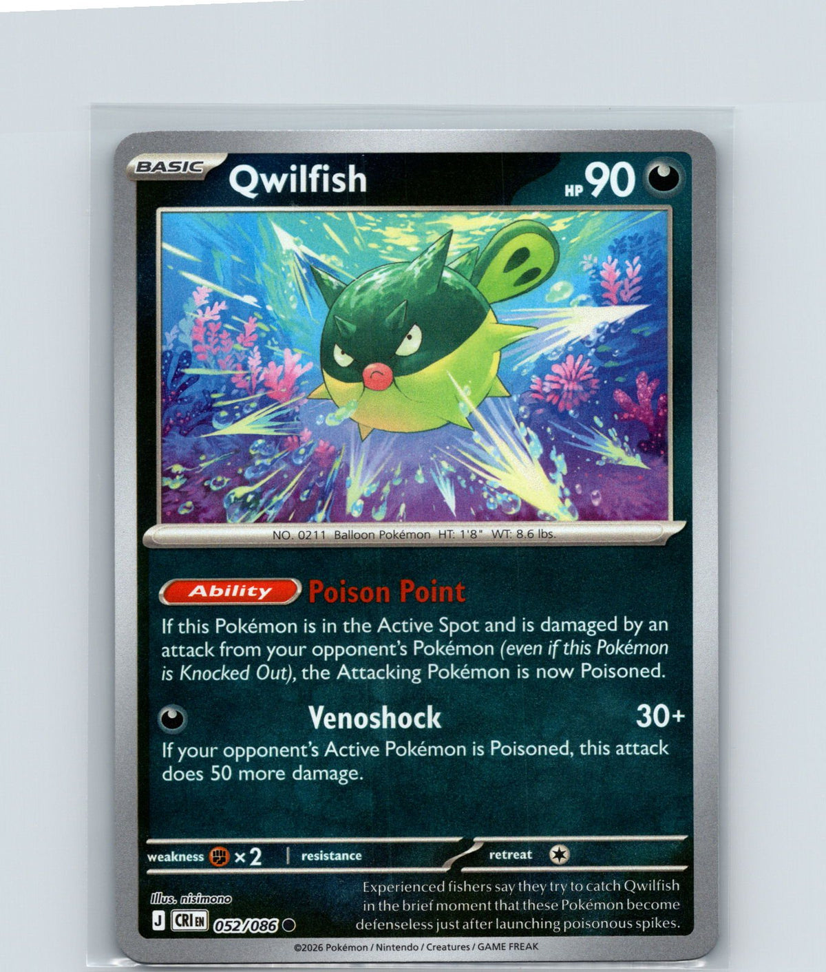 Qwilfish Reverse Holo Common ME04: Chaos Rising 052/086 NM