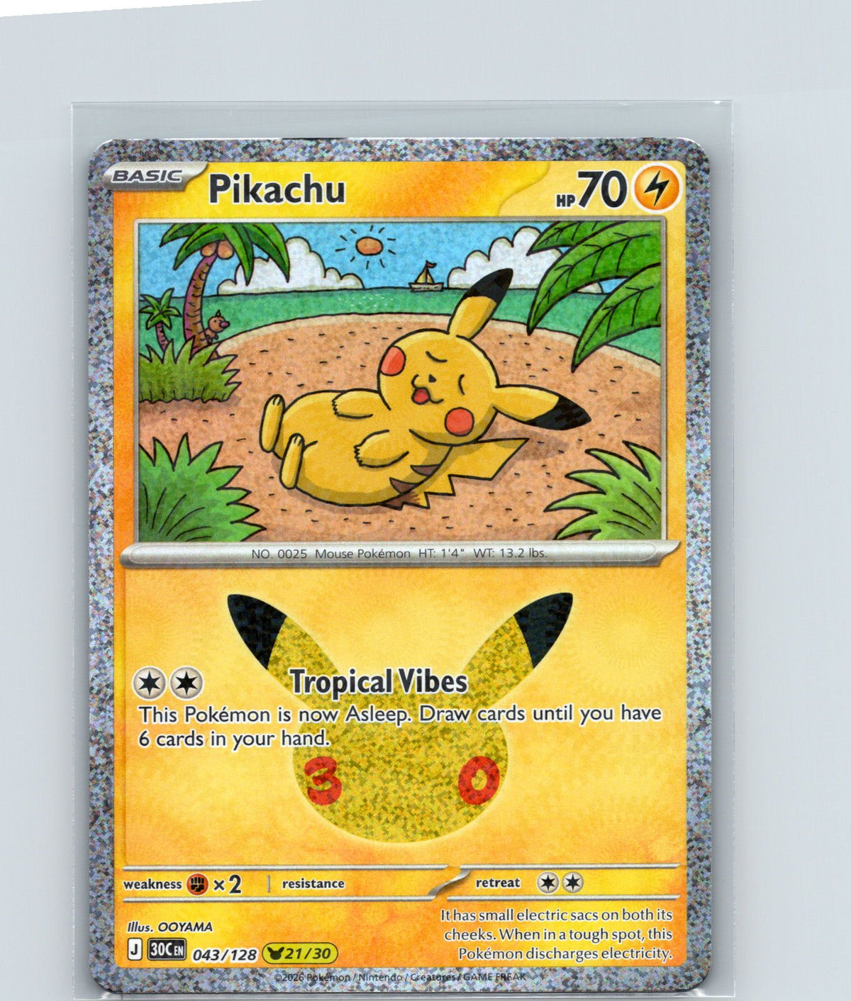 Pikachu Holo Pikachu Rare ME: 30th Celebration 043/128 NM