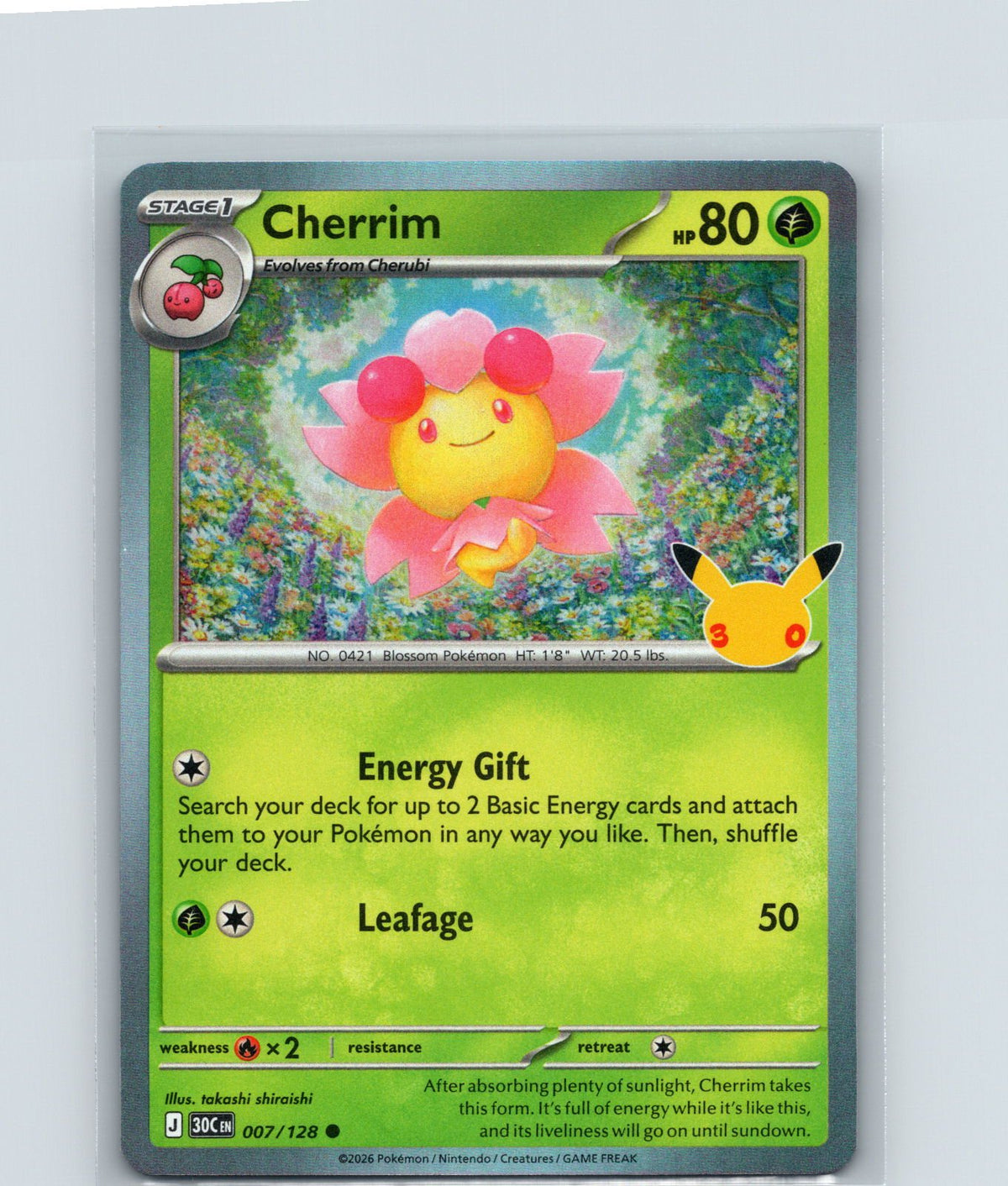 Cherrim Holo Common ME: 30th Celebration 007/128 NM