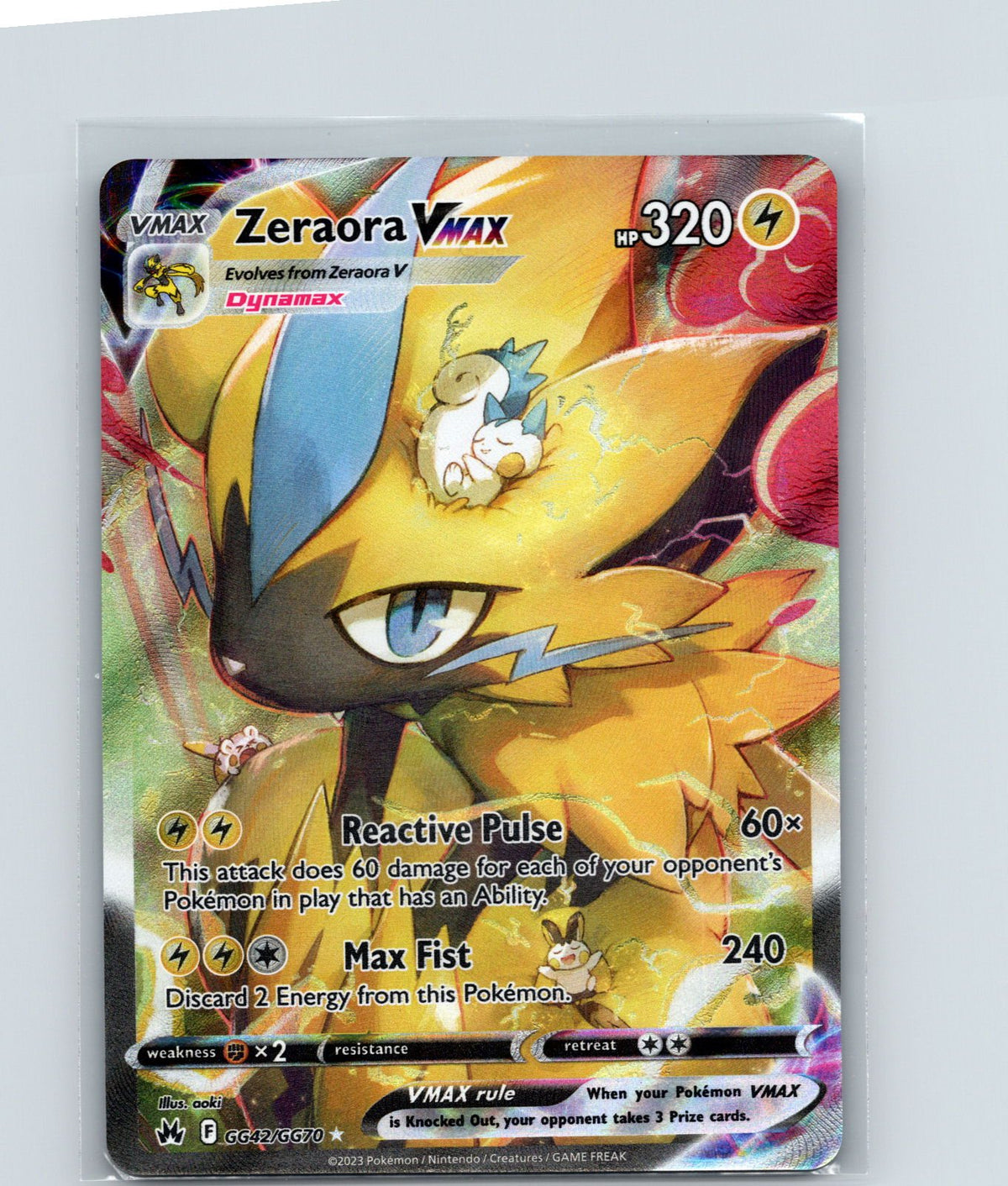Zeraora VMAX Holo Ultra Rare SWSH: Crown Zenith: Galarian Gallery GG42/GG70 NM