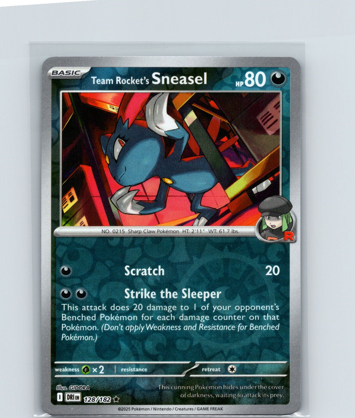 Team Rocket's Sneasel Reverse Holo Rare SV10: Destined Rivals 128/182 NM