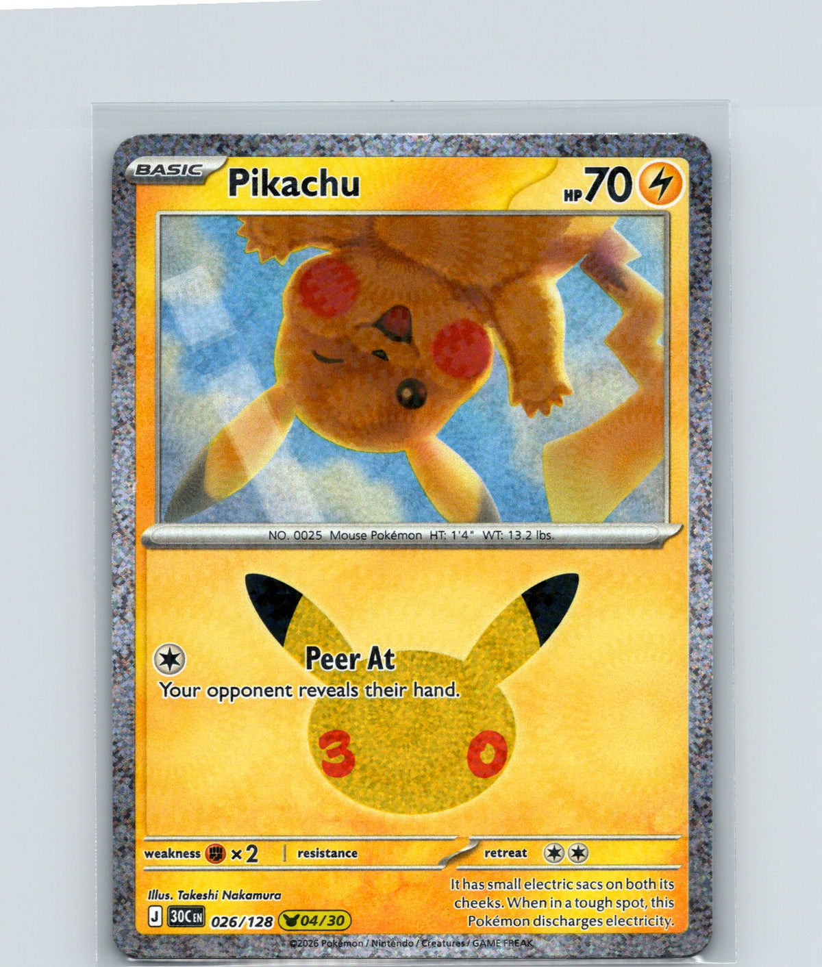 Pikachu Holo Pikachu Rare ME: 30th Celebration 026/128 NM