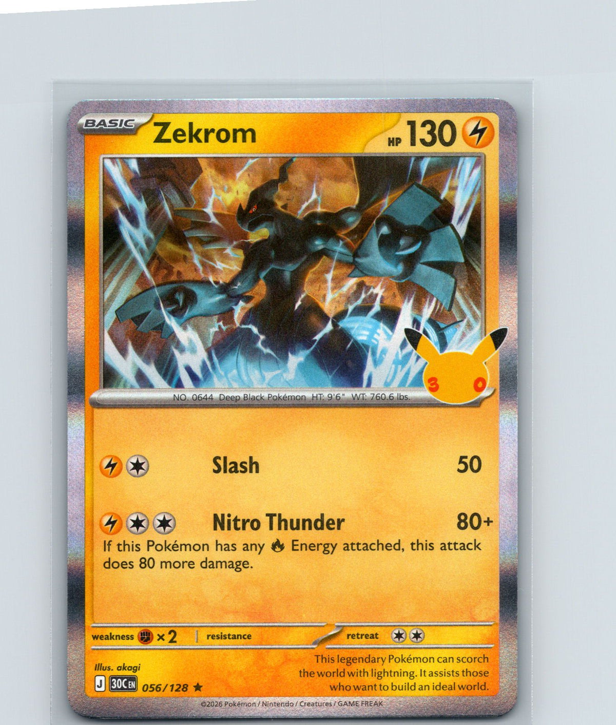Zekrom Holo Rare ME: 30th Celebration 056/128 NM