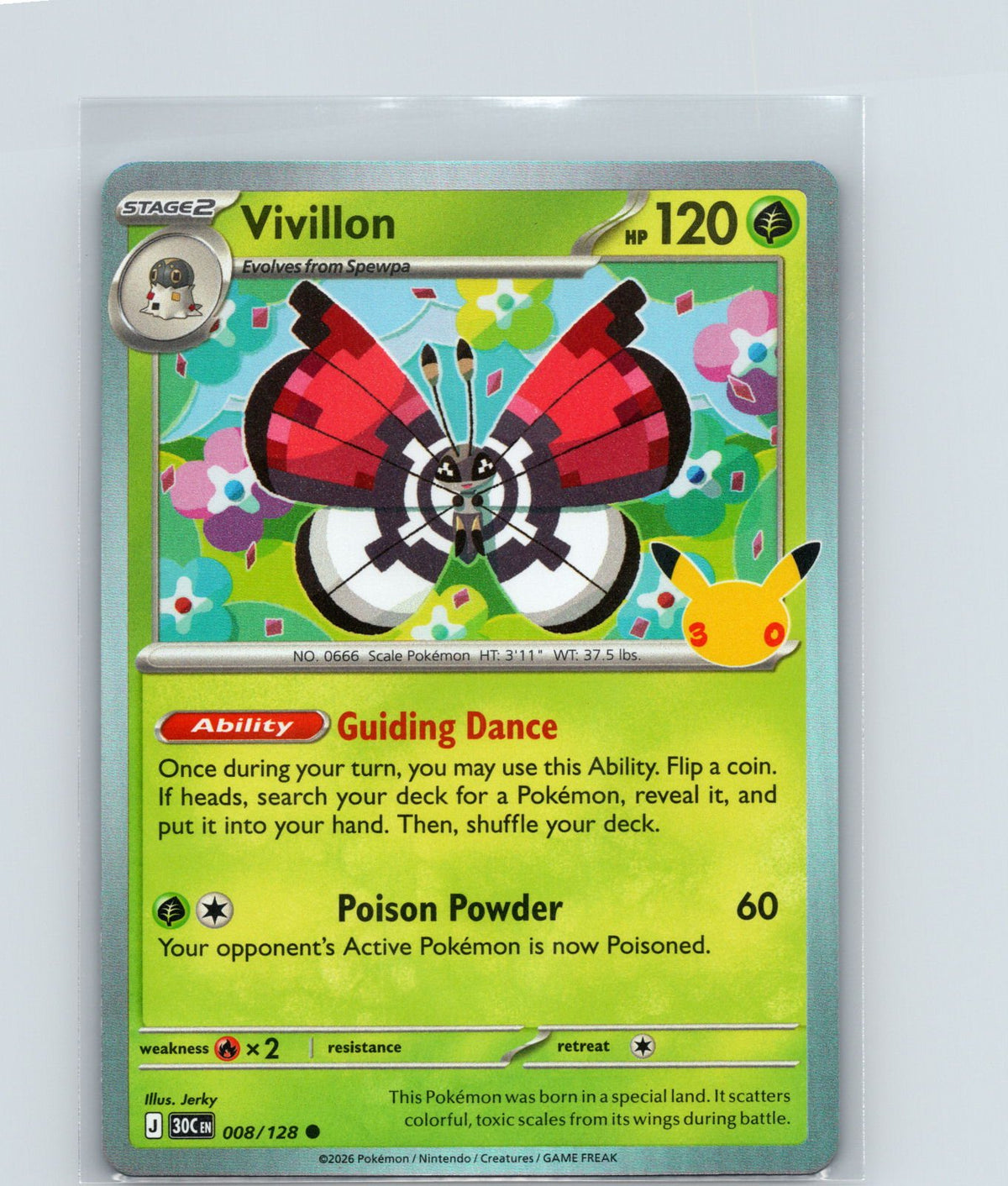 Vivillon Holo Common ME: 30th Celebration 008/128 NM