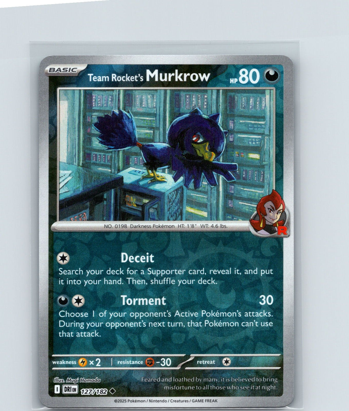 Team Rocket's Murkrow Reverse Holo Uncommon SV10: Destined Rivals 127/182 NM