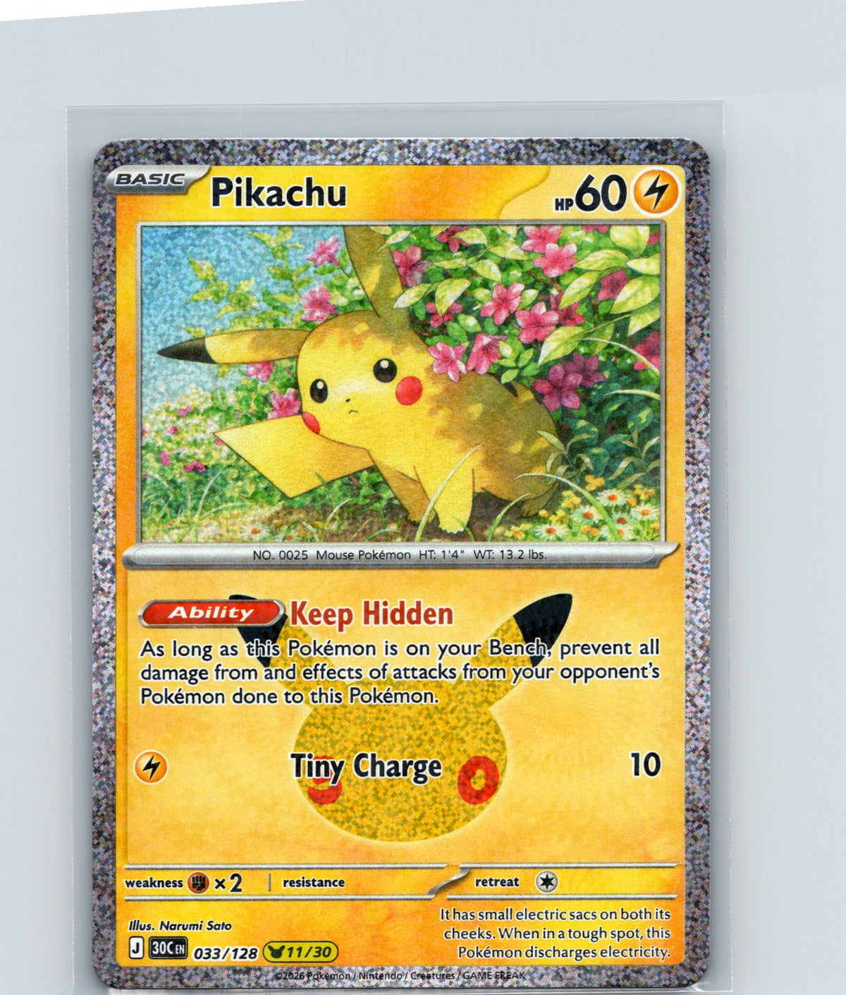 Pikachu Pikachu Rare ME: 30th Celebration 033/128 NM