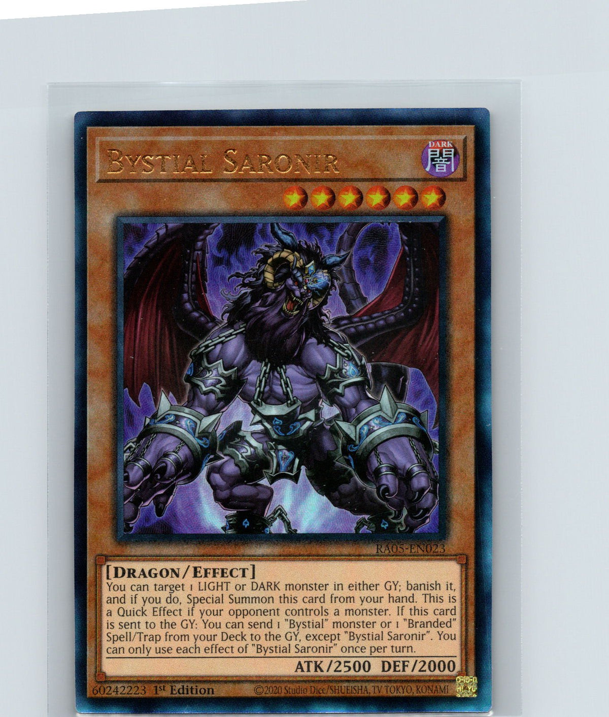 Bystial Saronir 1st Edition Collector Rare Rarity Collection 5 RA05-EN023 NM