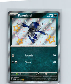 Pawniard Holo Shiny Rare SV: Paldean Fates 185/091 NM