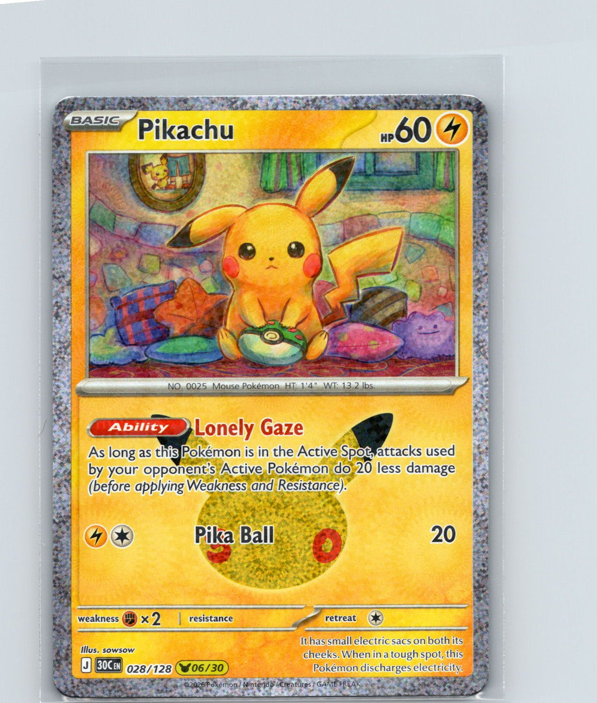 Pikachu Holo Pikachu Rare ME: 30th Celebration 028/128 NM