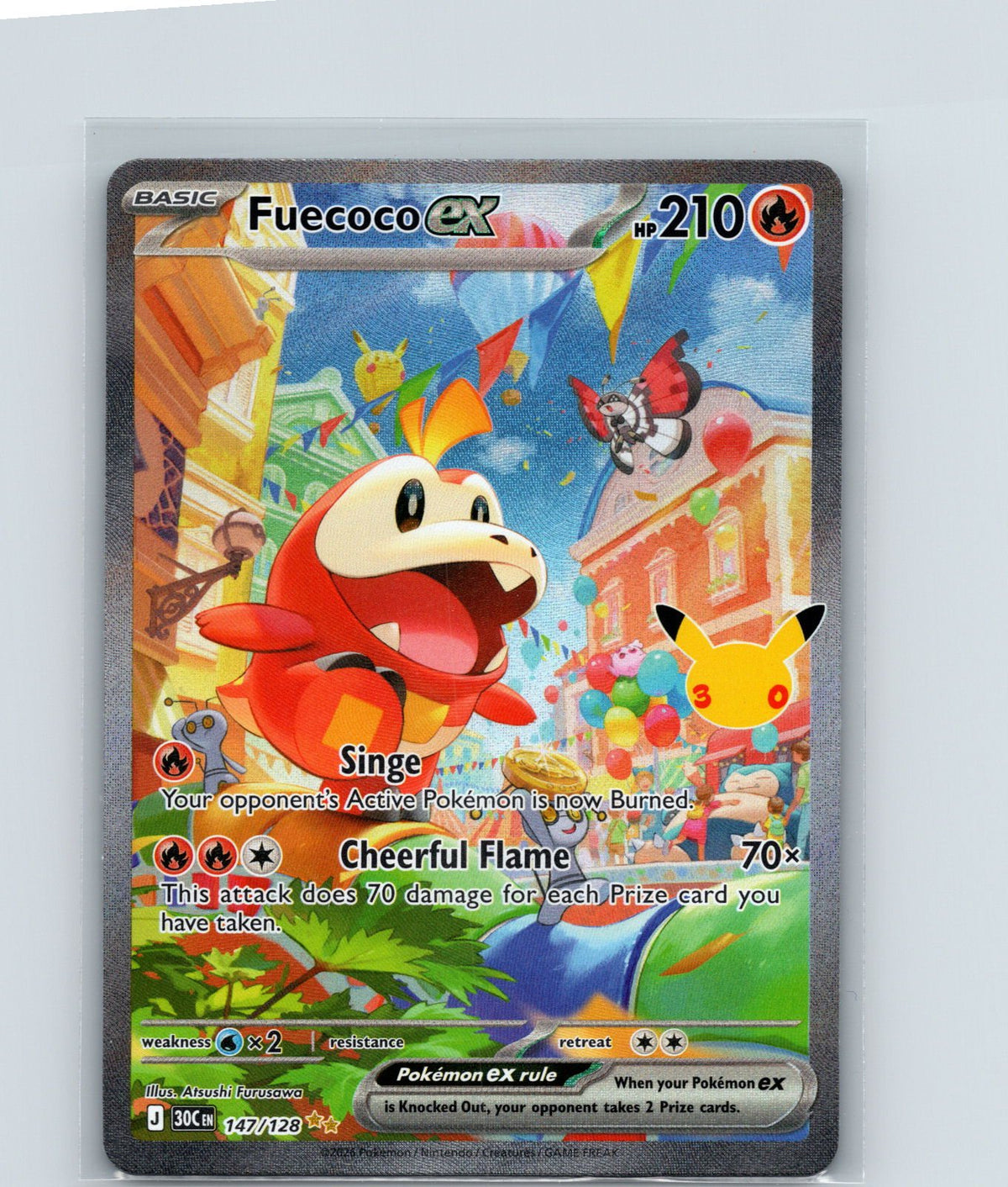 Fuecoco ex Holo Special Illustration Rare ME: 30th Celebration 147/128 NM