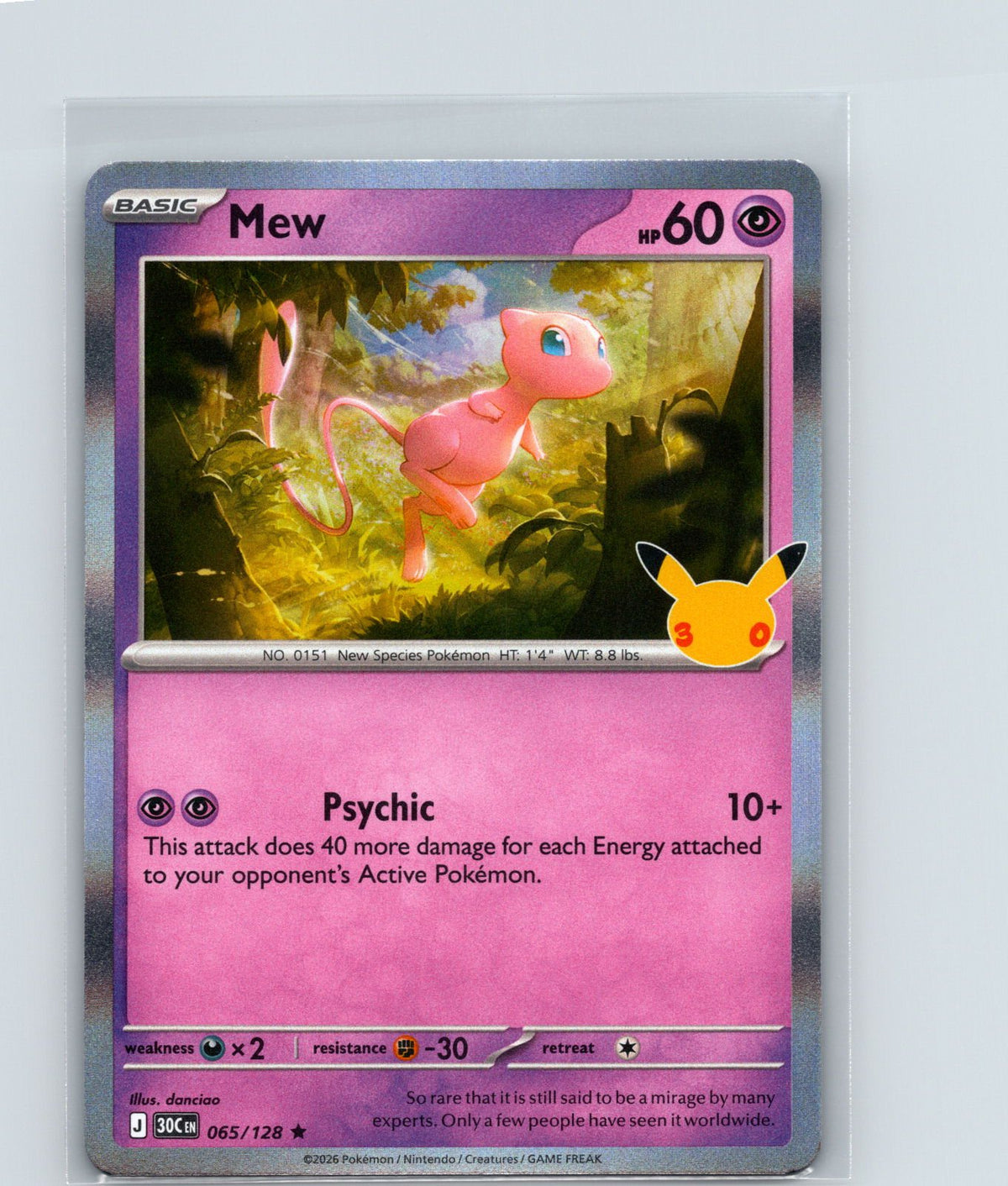 Mew Holo Rare ME: 30th Celebration 065/128 NM