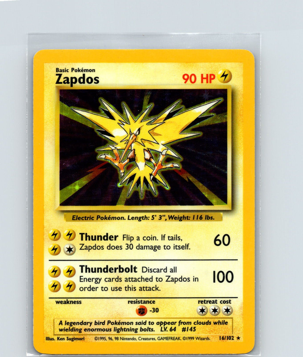 Zapdos Holo Rare Base Set 016/102 MP