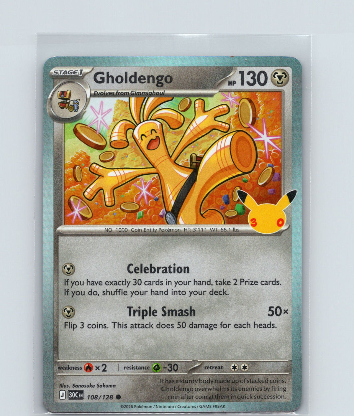 Gholdengo Holo Common ME: 30th Celebration 108/128 NM
