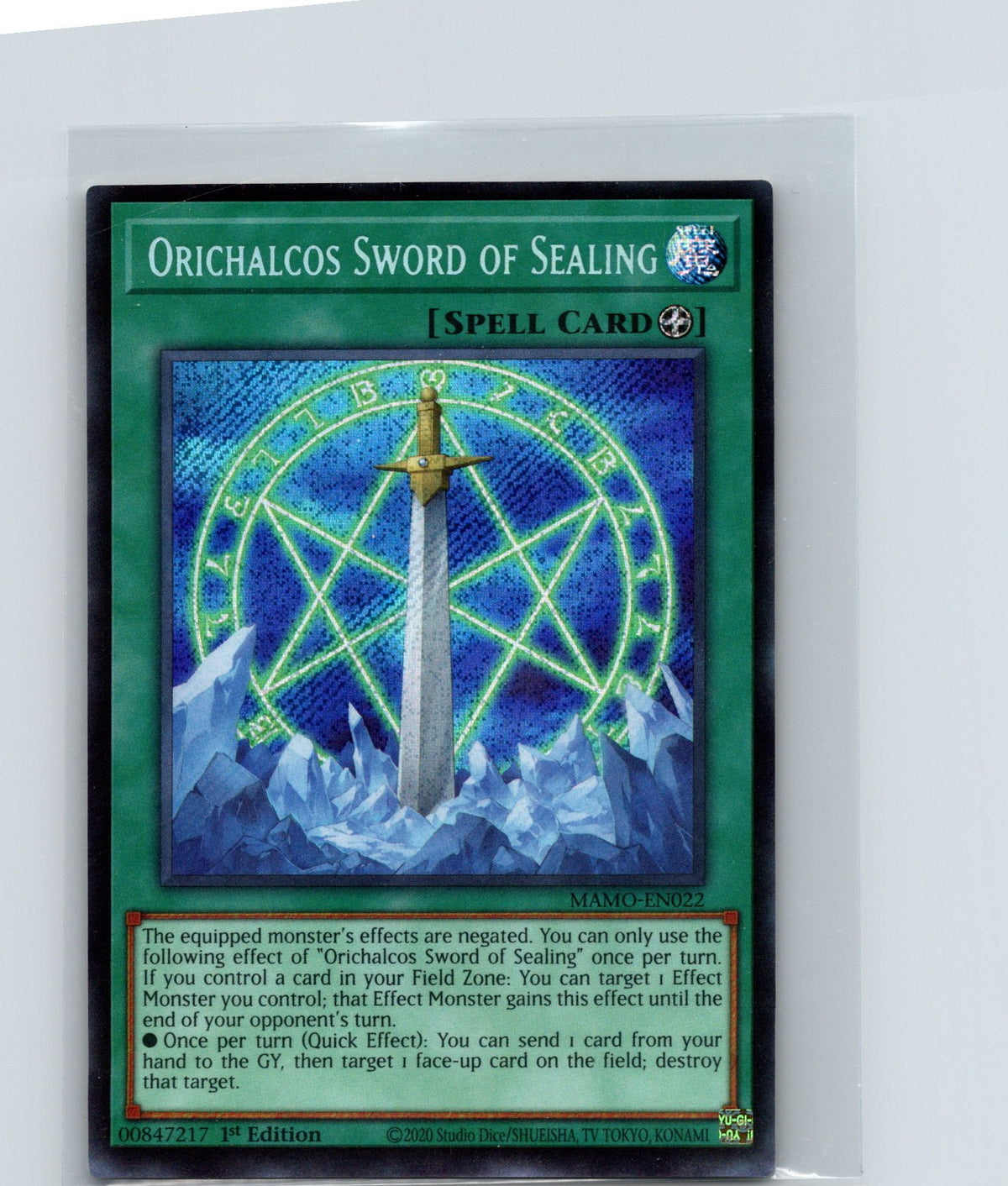 Orichalcos Sword of Sealing 1st Edition Secret Rare MAMO-EN022 NM