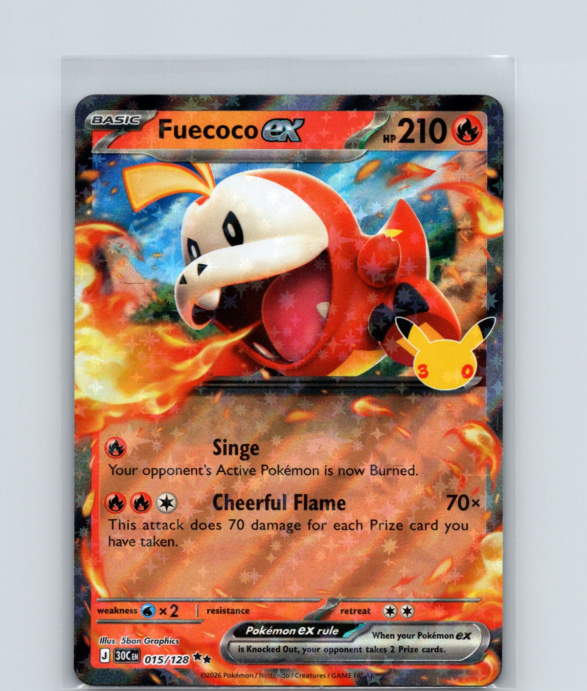 Fuecoco ex Holo Double Rare ME: 30th Celebration 015/128 NM