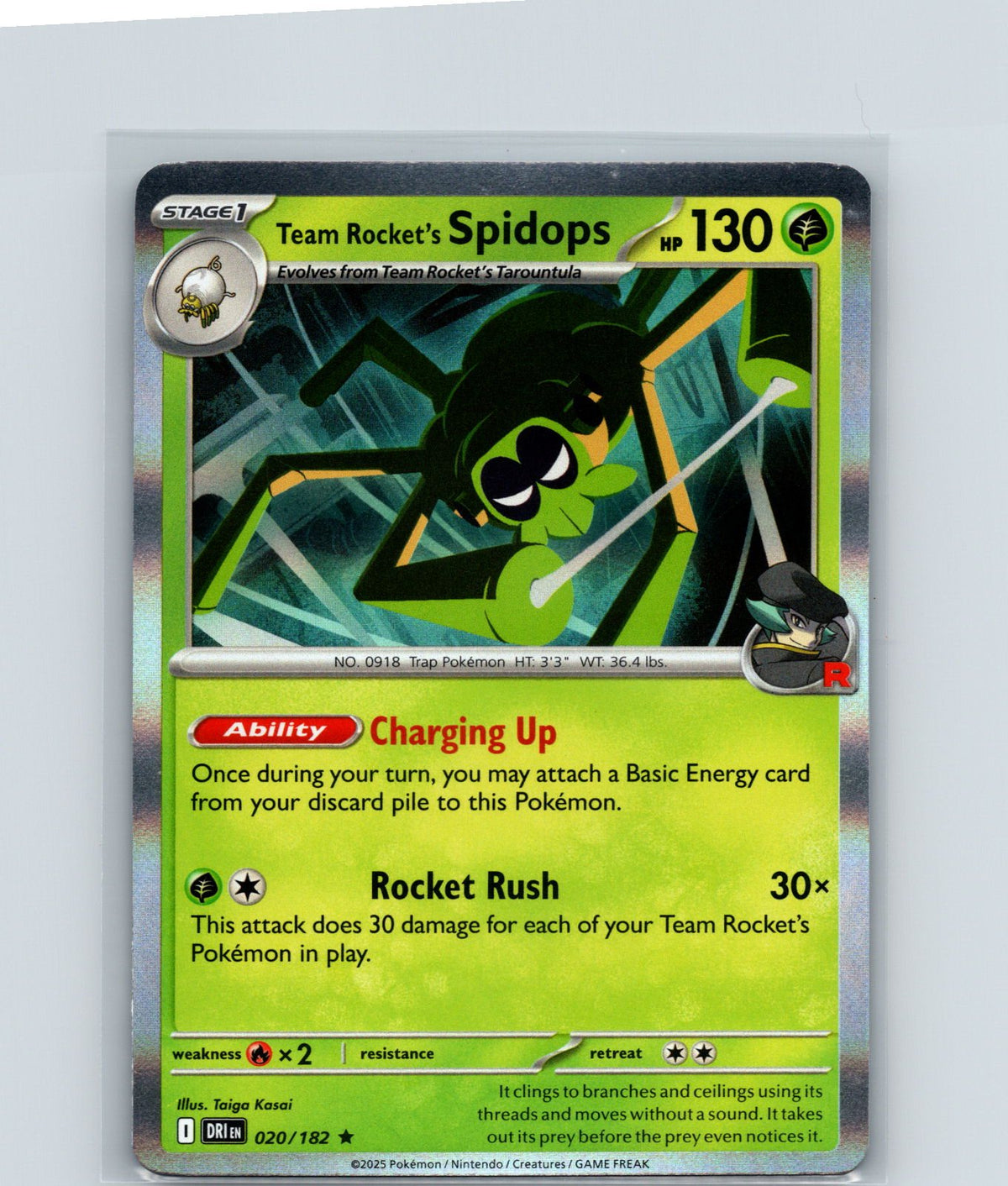 Team Rocket's Spidops Holo Rare SV10: Destined Rivals 020/182 NM
