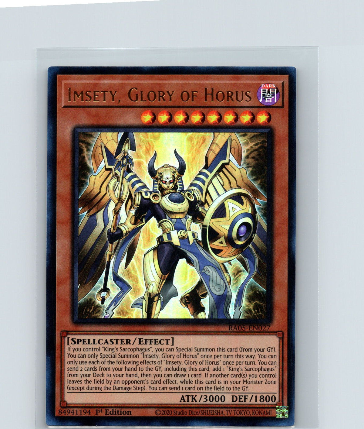 Imsety, Glory of Horus 1st Edition Ultra Rare Rarity Collection 5 RA05-EN027 NM