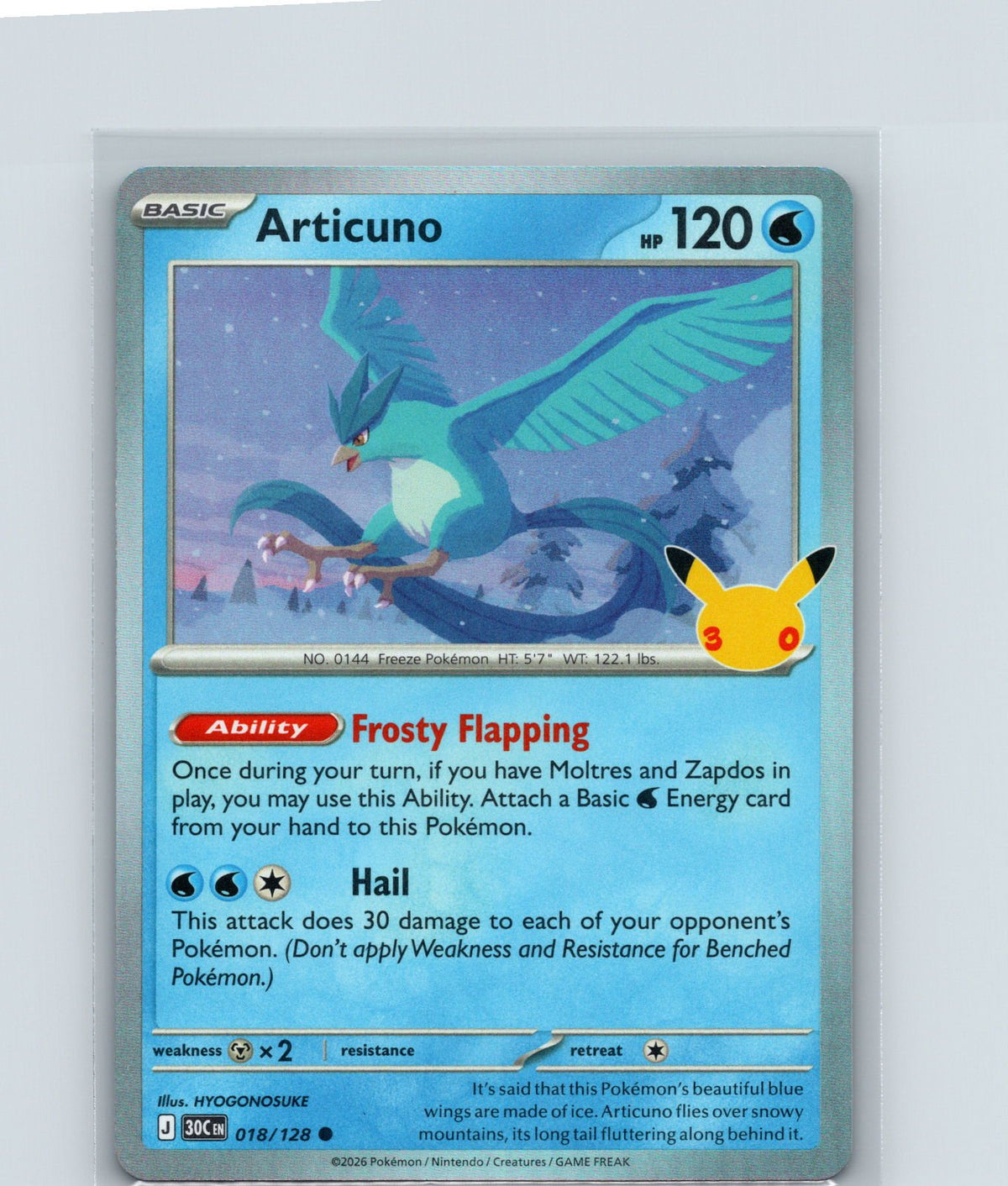 Articuno Holo Common ME: 30th Celebration 018/128 NM