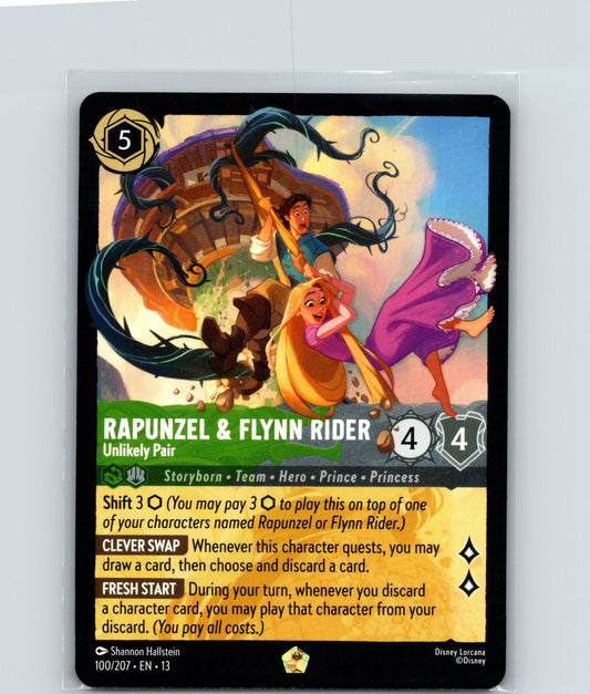 Rapunzel & Flynn Rider - Unlikely Pair Legendary Attack of the Vine! 100/207 NM
