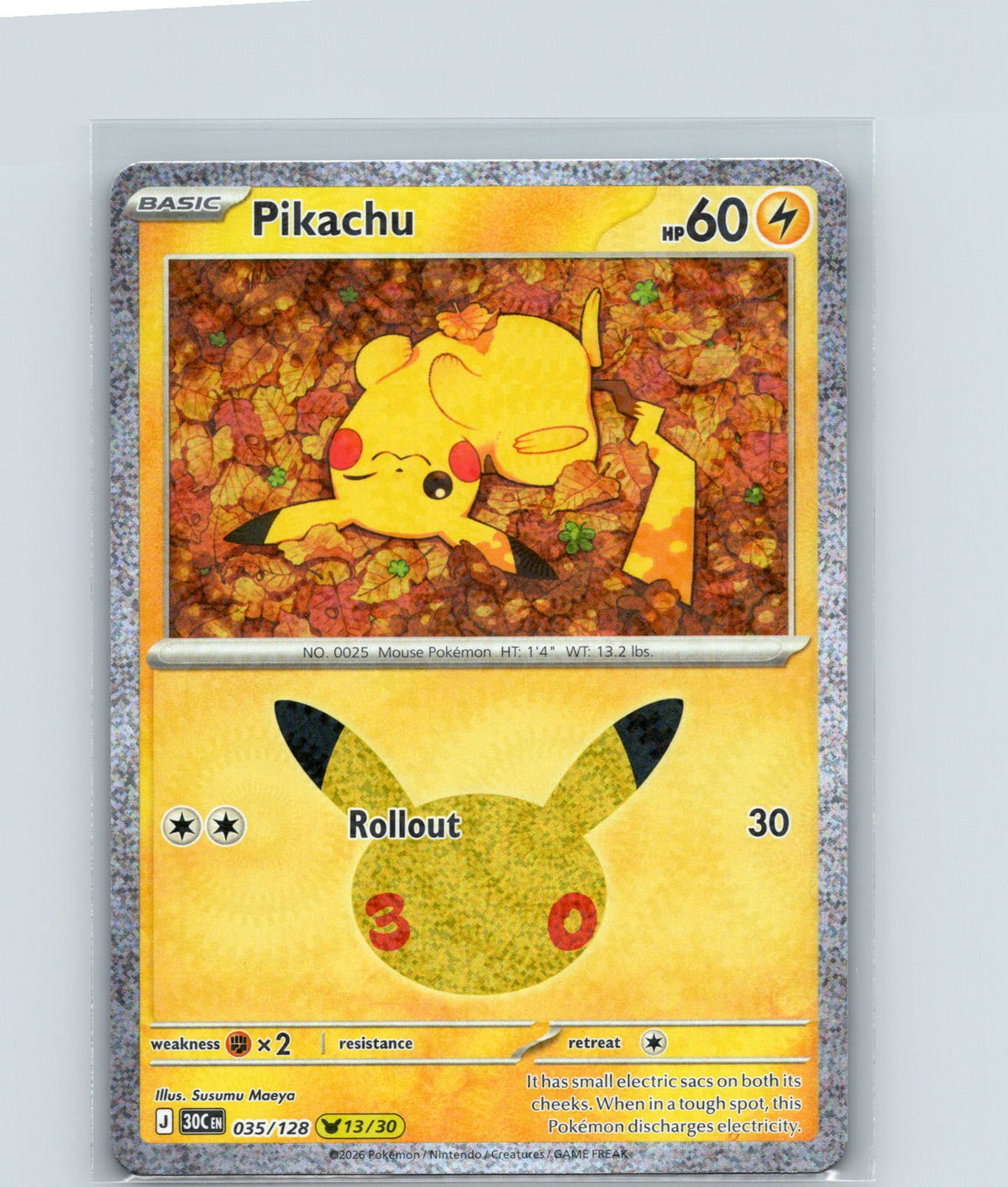 Pikachu Holo Pikachu Rare ME: 30th Celebration 035/128 NM