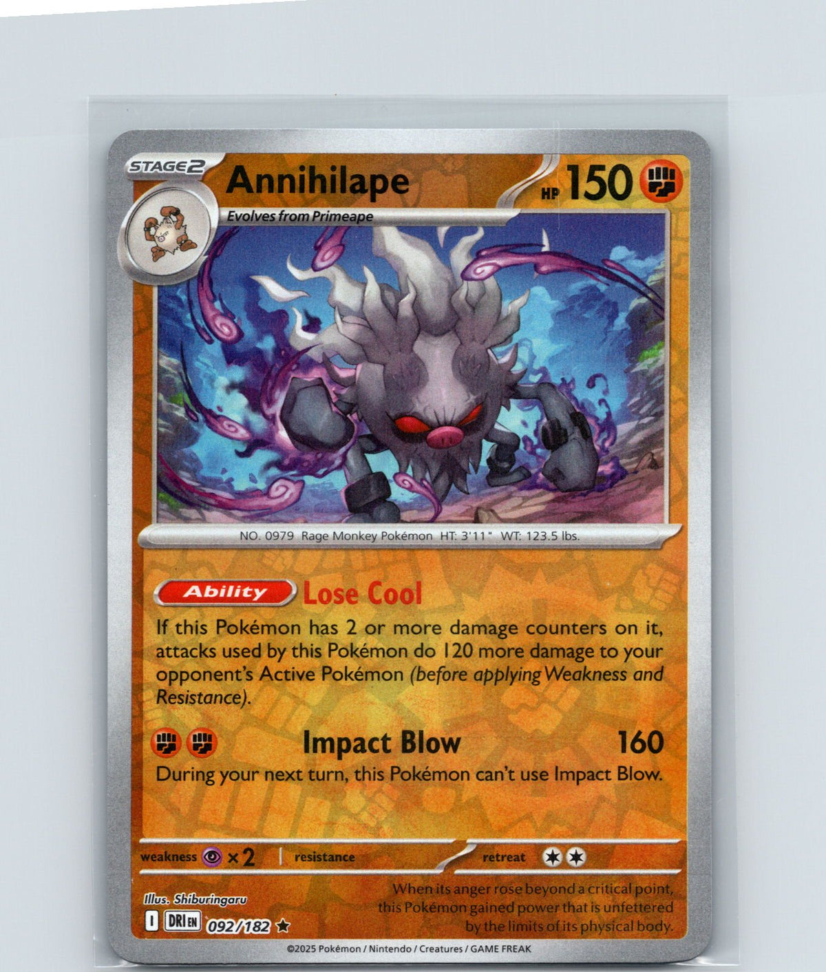 Annihilape Reverse Holo Rare SV10: Destined Rivals 092/182 NM