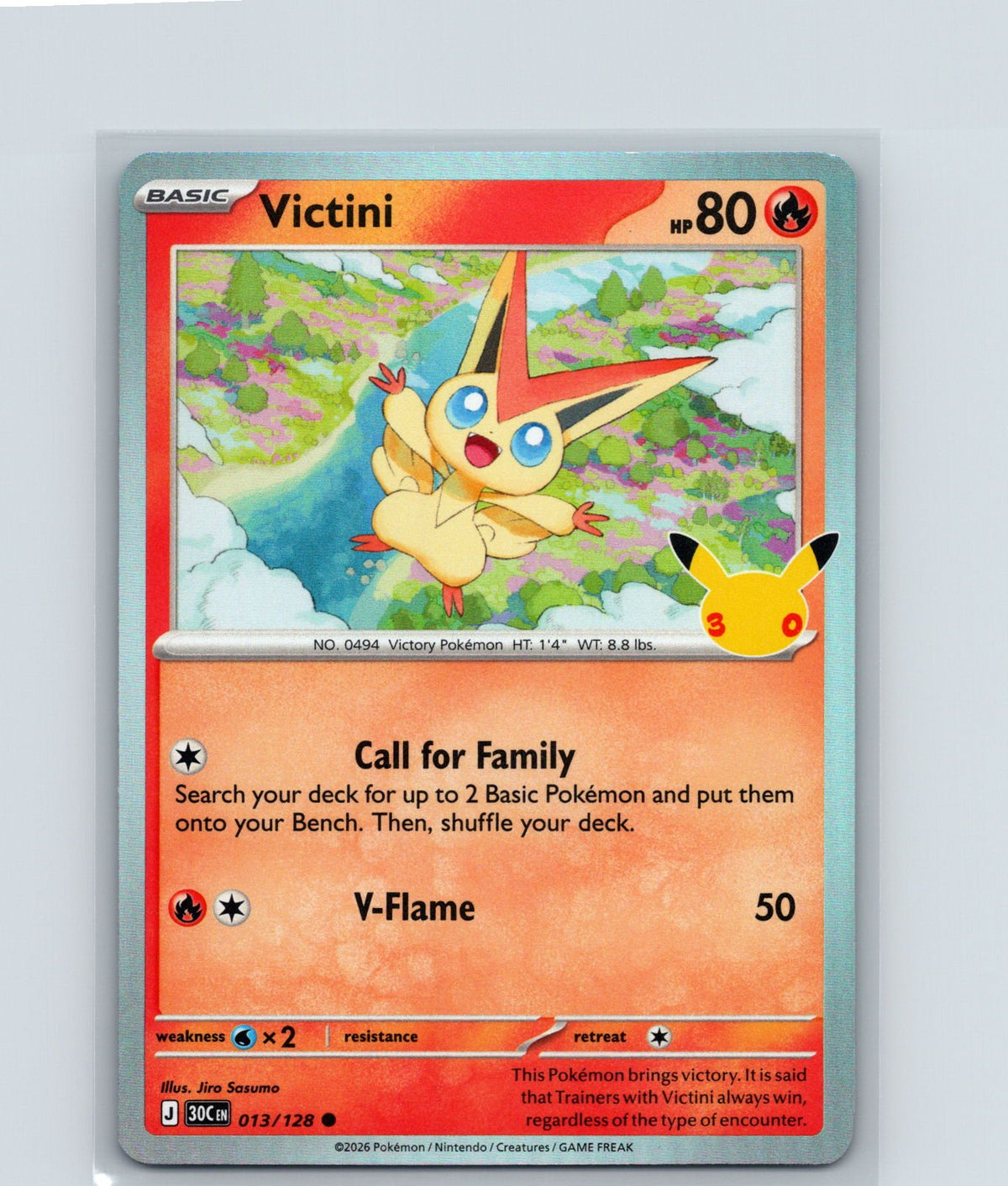Victini Common ME: 30th Celebration 013/128 NM