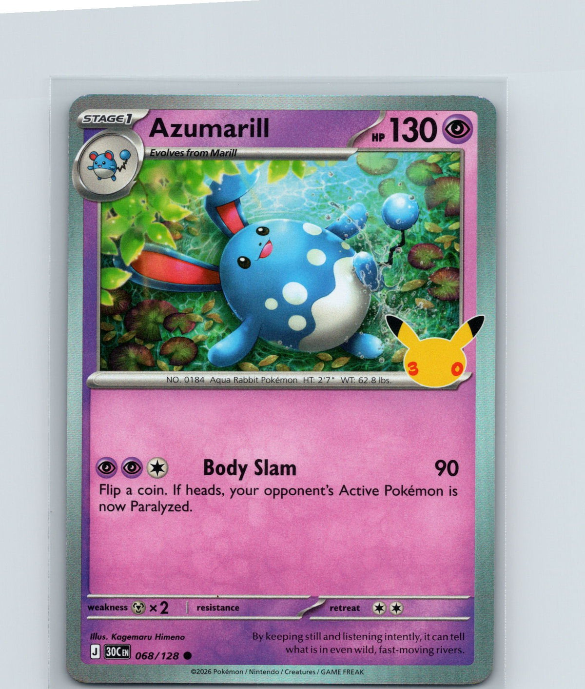 Azumarill Holo Common ME: 30th Celebration 068/128 NM
