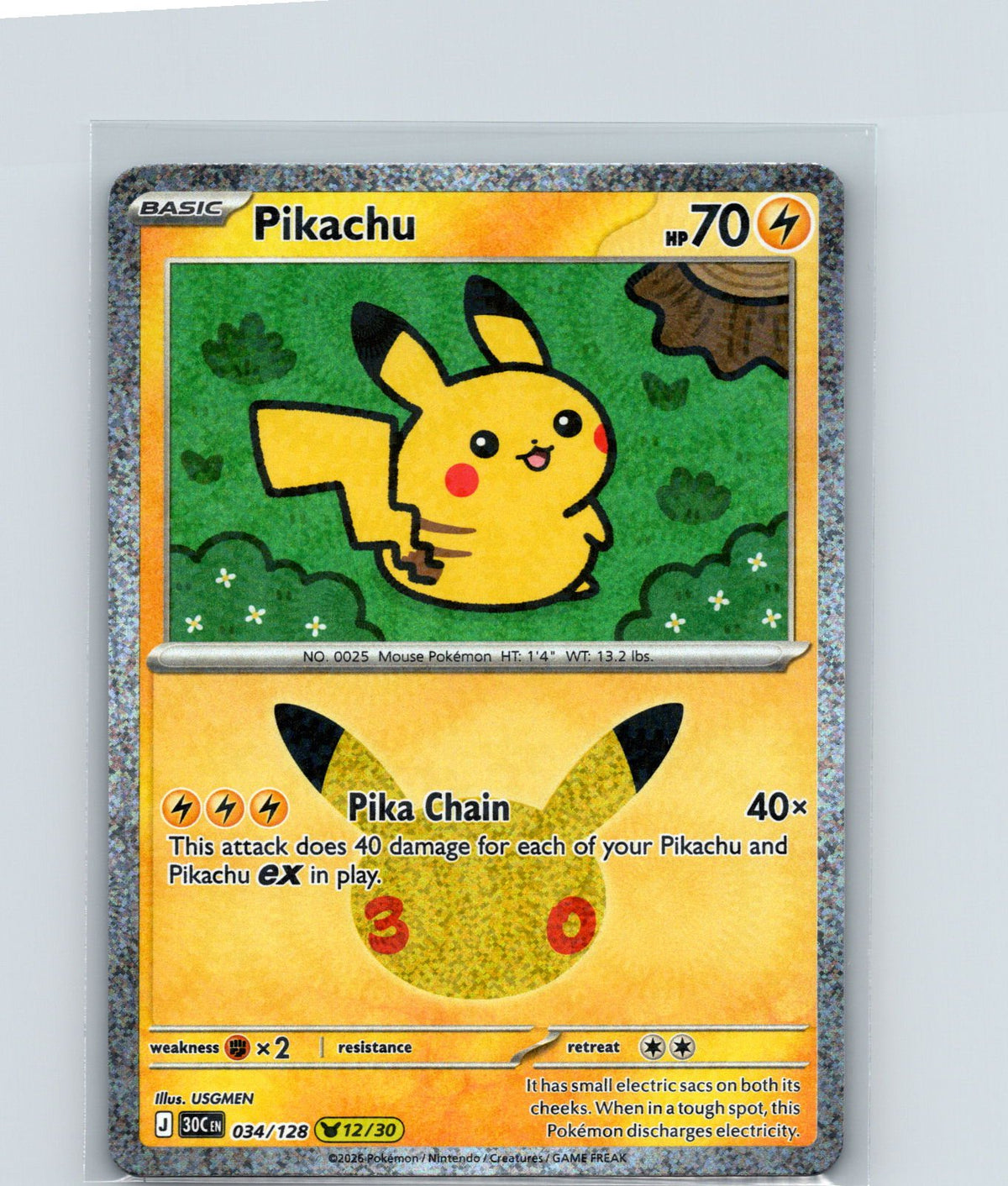 Pikachu Pikachu Rare ME: 30th Celebration 034/128 NM