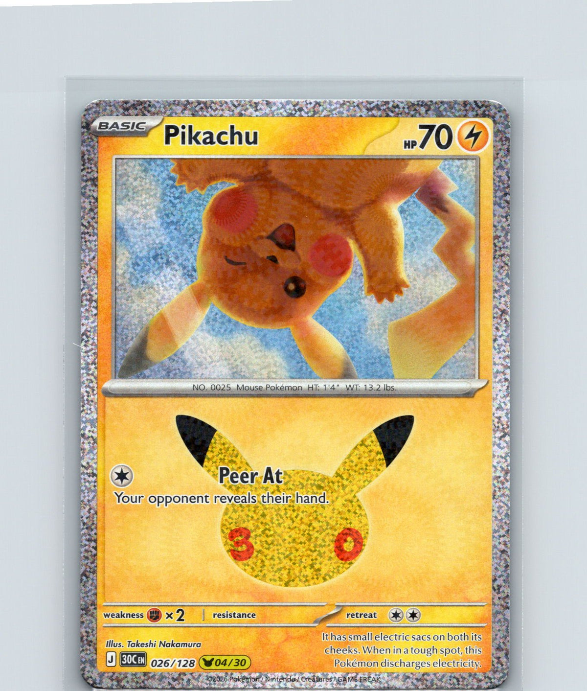 Pikachu Holo Pikachu Rare ME: 30th Celebration 026/128 NM
